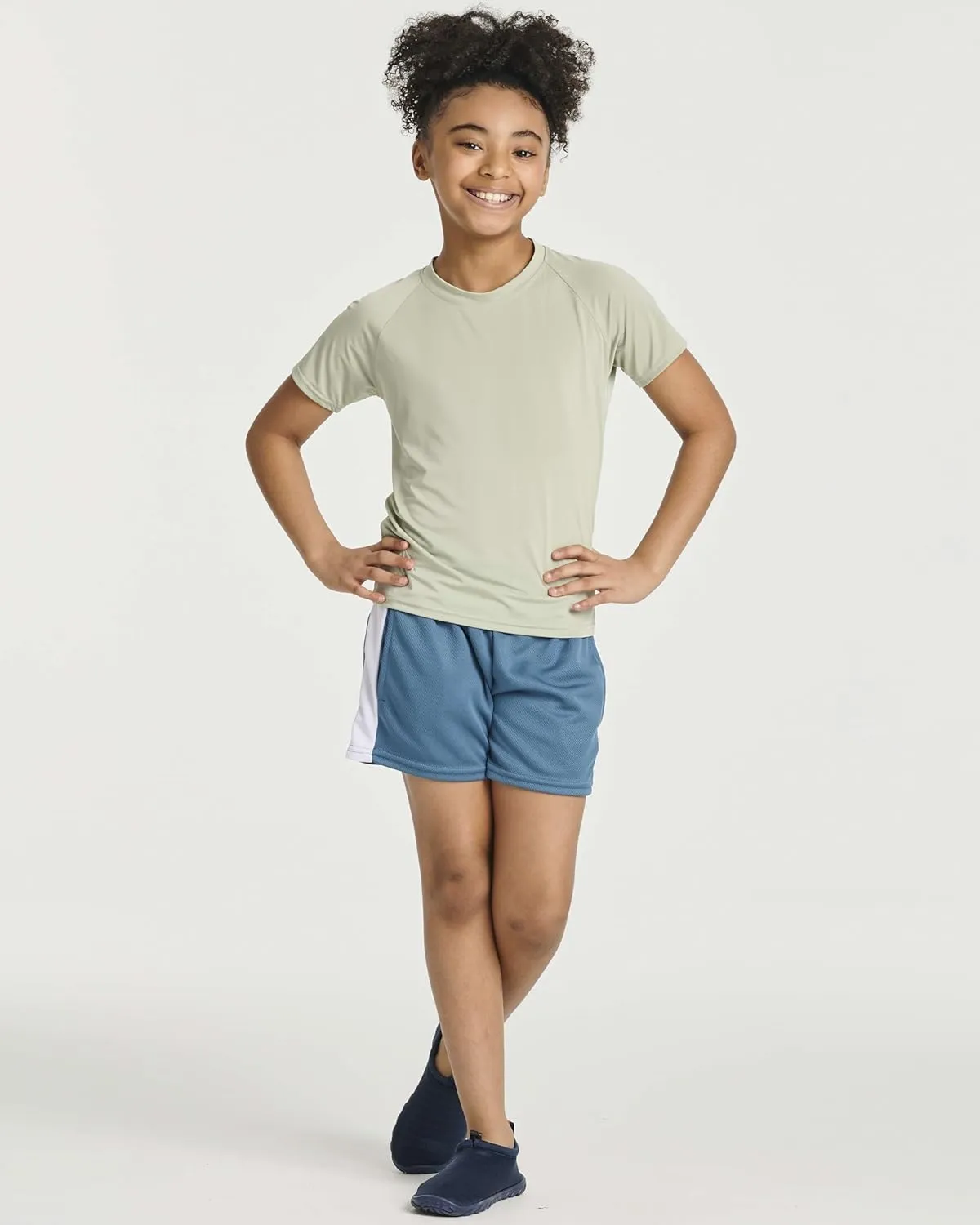 Real Essentials 5 Pack Girls' Short Sleeve UPF Sun Protective Rashguard Swim Shirt Active Athletic (Ages 4-16)