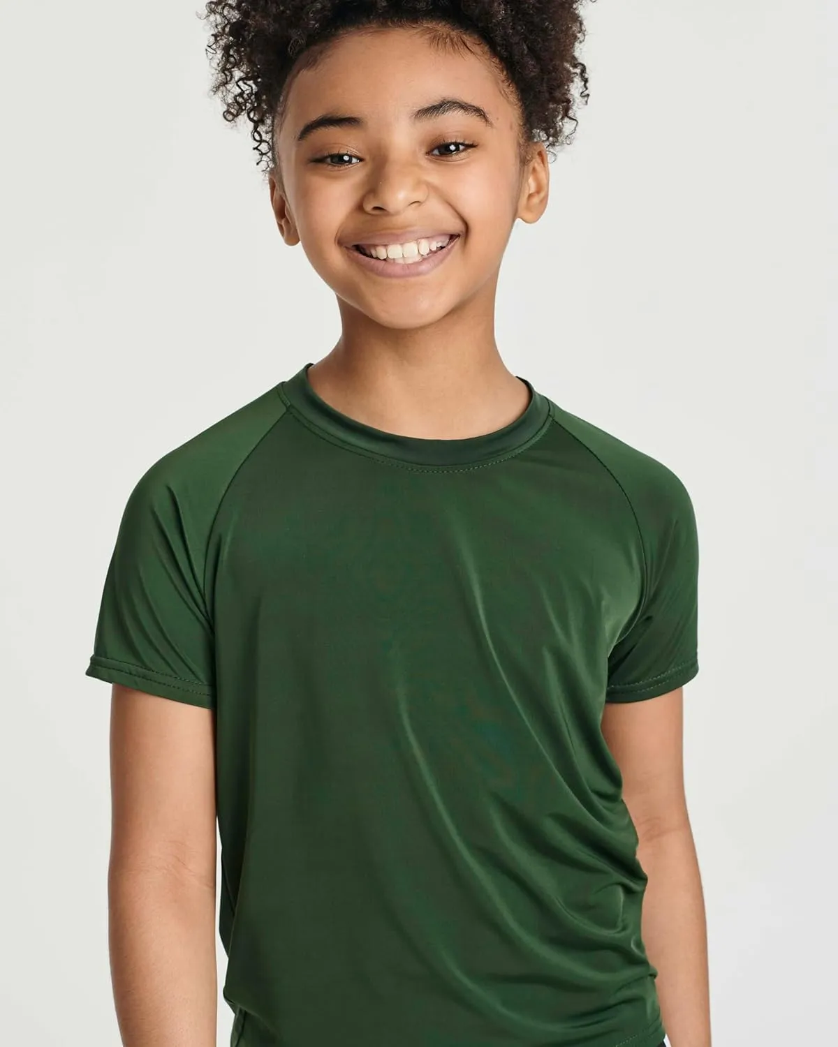 Real Essentials 5 Pack Girls' Short Sleeve UPF Sun Protective Rashguard Swim Shirt Active Athletic (Ages 4-16)
