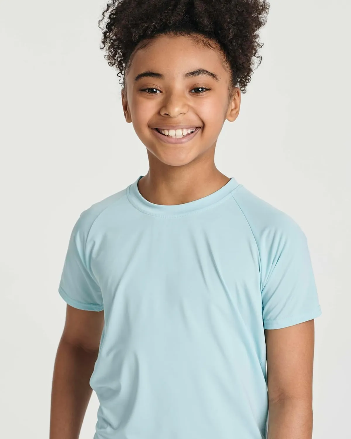 Real Essentials 5 Pack Girls' Short Sleeve UPF Sun Protective Rashguard Swim Shirt Active Athletic (Ages 4-16)
