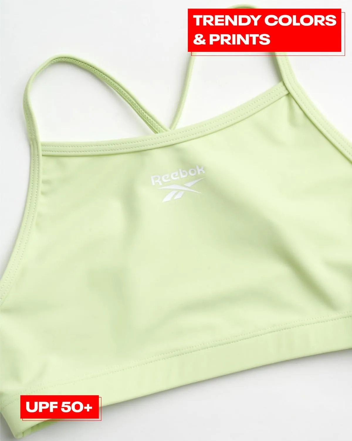 Reebok Girls' Rash Guard Set - 3 Piece UPF 50  Long Sleeve Swim Shirt with Bikini Swimsuit - Swimwear Set for Girls (4-16)