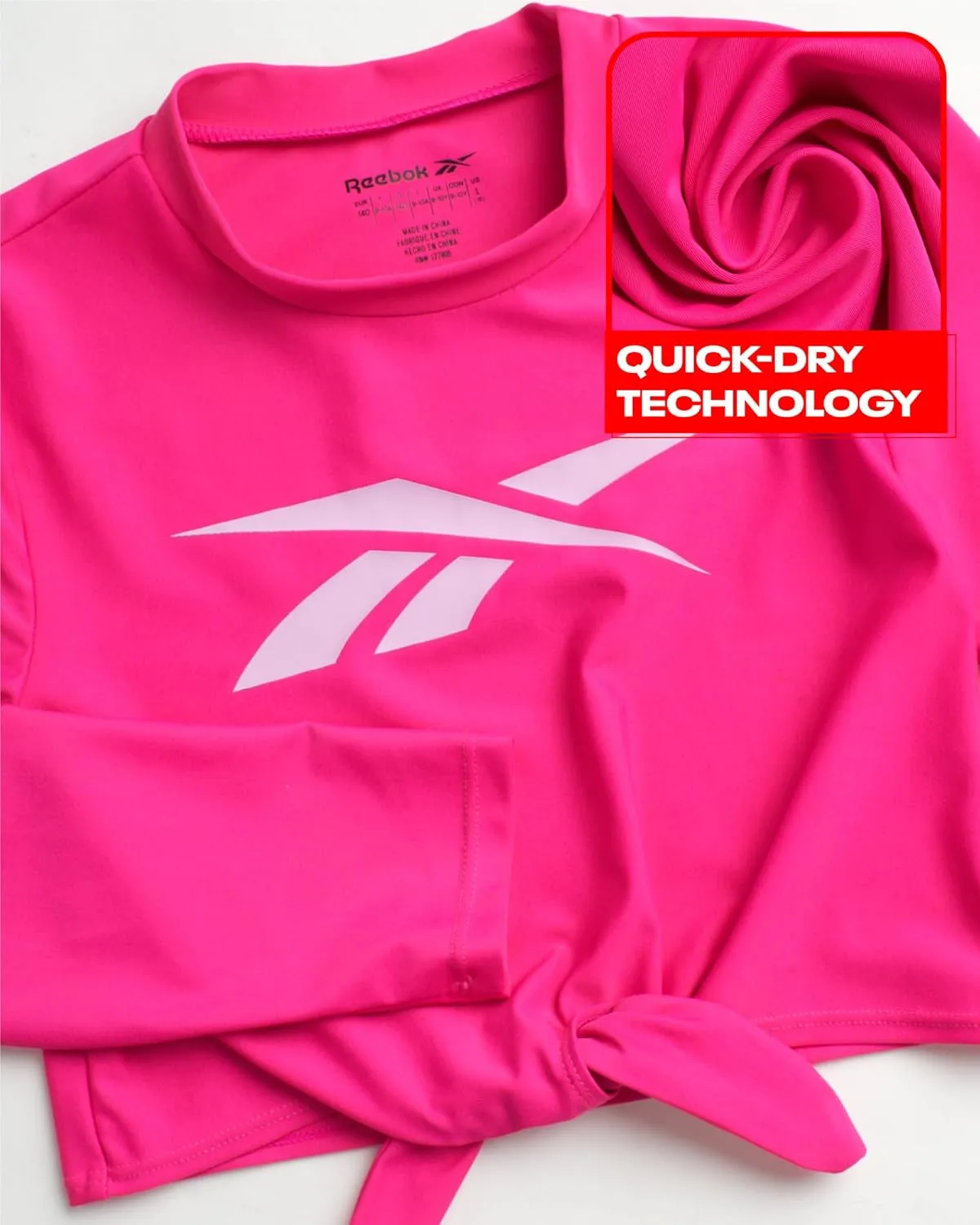 Reebok Girls' Rash Guard Set - 3 Piece UPF 50  Long Sleeve Swim Shirt with Bikini Swimsuit - Swimwear Set for Girls (4-16)