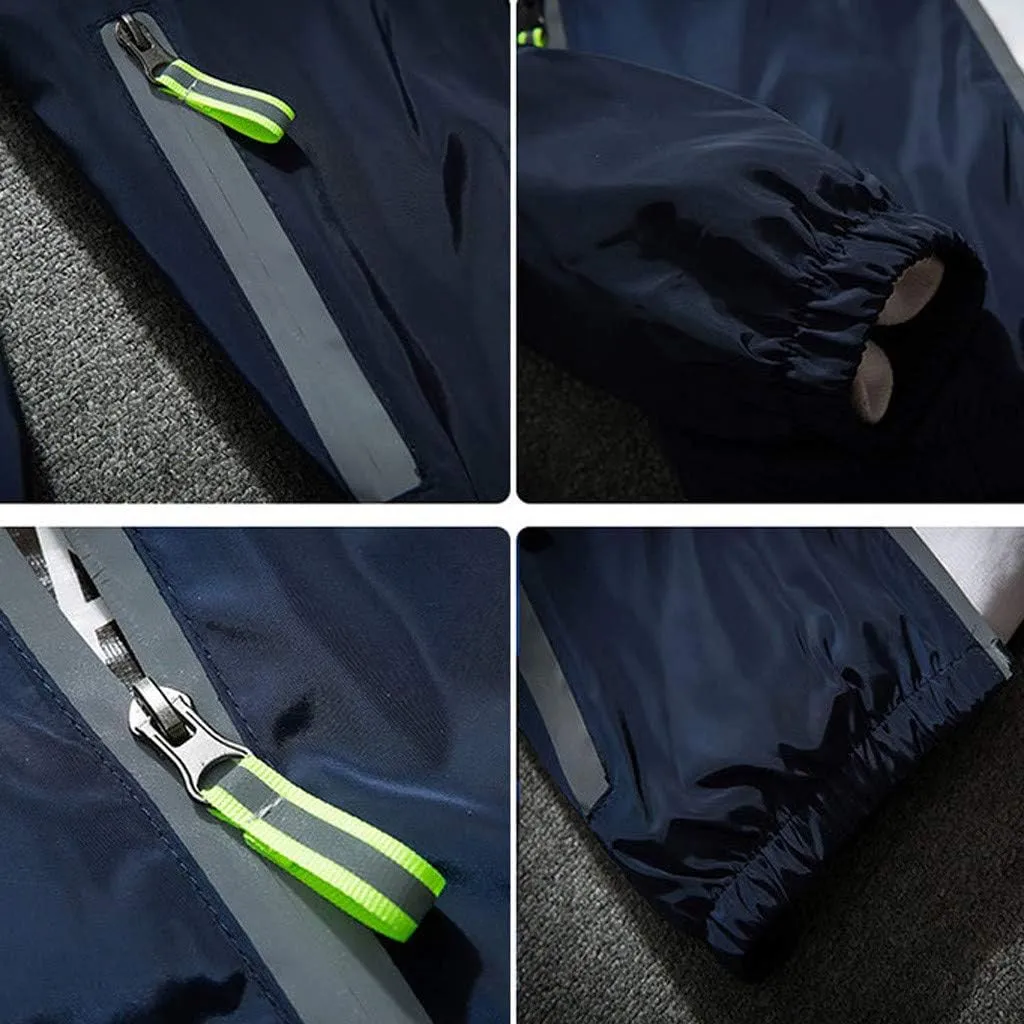 RTRDE Men's Casual Zip Up Jackets Hooded Water Resistant Rain Jacket Windproof for Hiking Fishing Outwear, M-7XL
