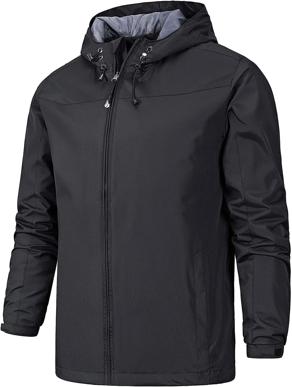 RTRDE Mens Jackets Lightweight Waterproof Rain Jacket with Hood Outdoor Raincoat Softshell Jacket Hiking, XL-5XL