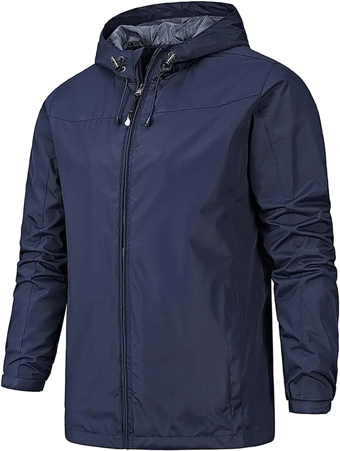 RTRDE Mens Lightweight Rain Jacket Waterproof Jacket with Hood Outdoor Raincoat Softshell Jacket for Hiking, XL-5XL
