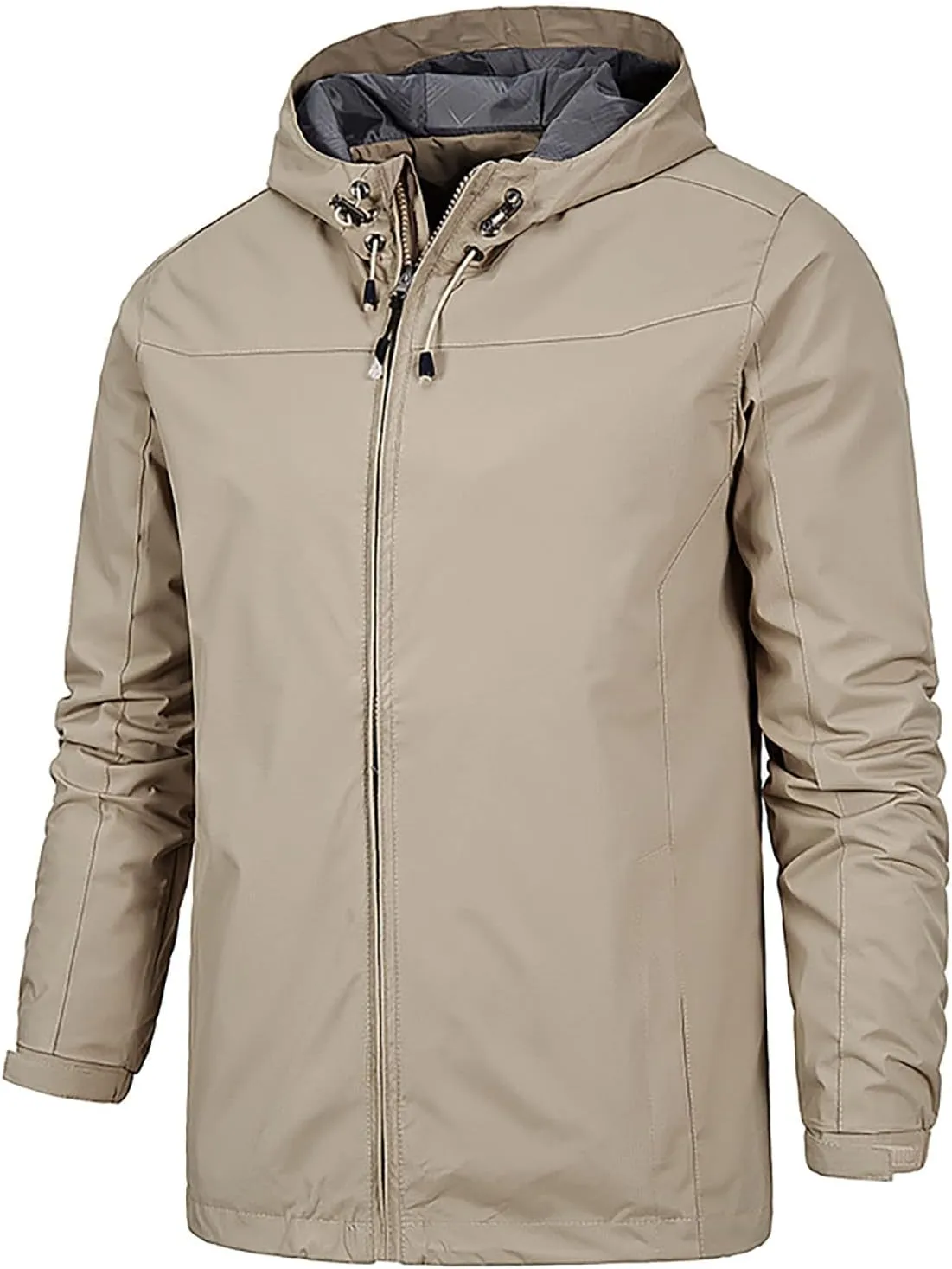 RTRDE Mens Lightweight Rain Jacket Waterproof Jacket with Hood Outdoor Raincoat Softshell Jacket for Hiking, XL-5XL