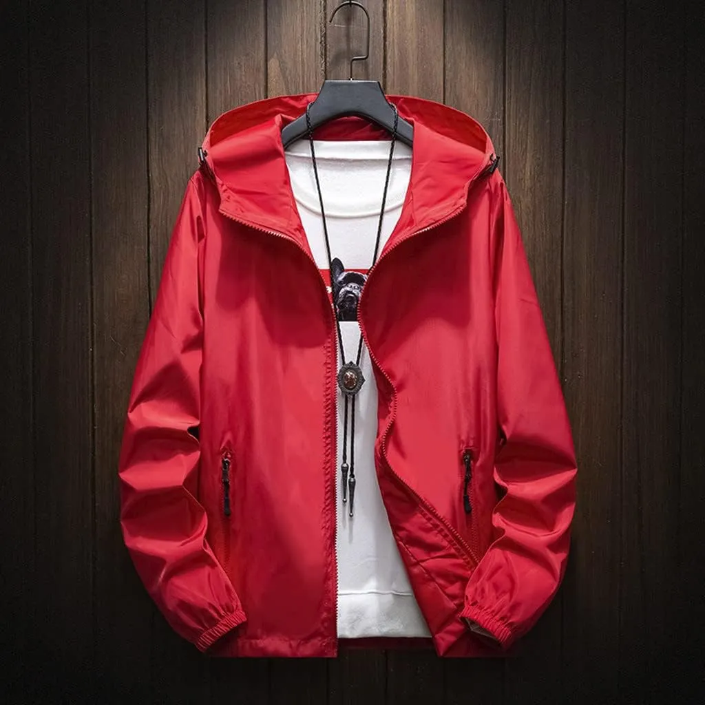 RTRDE Mens Rain Jacket Lightweight Waterproof Coated Hooded Jacket Windbreaker Raincoat Winter Jackets, M-3XL