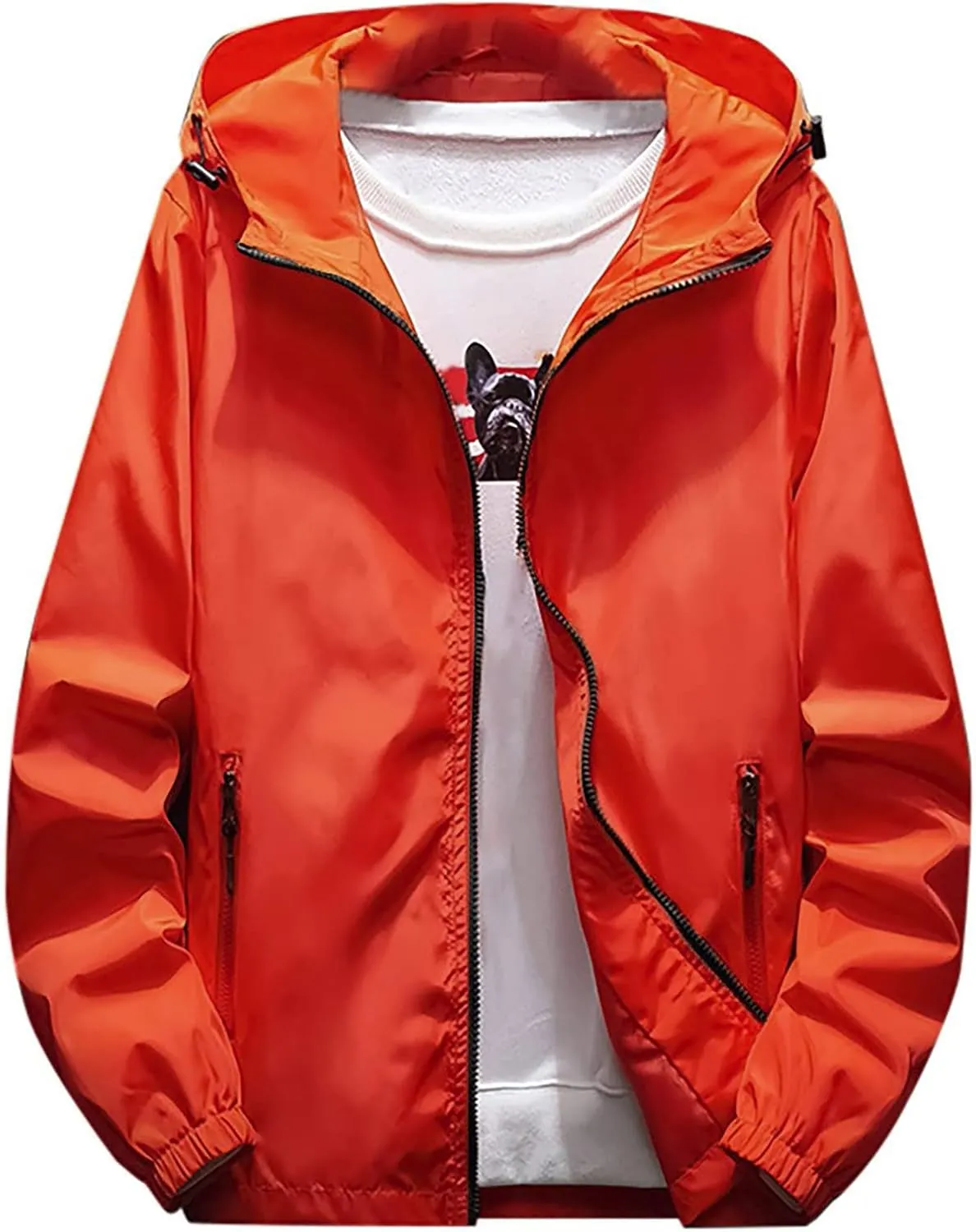 RTRDE Mens Waterproof Jacket Casual Lightweight Full Zip Windproof Anorak Hoodie Rain Jackets Windbreaker, M-7XL