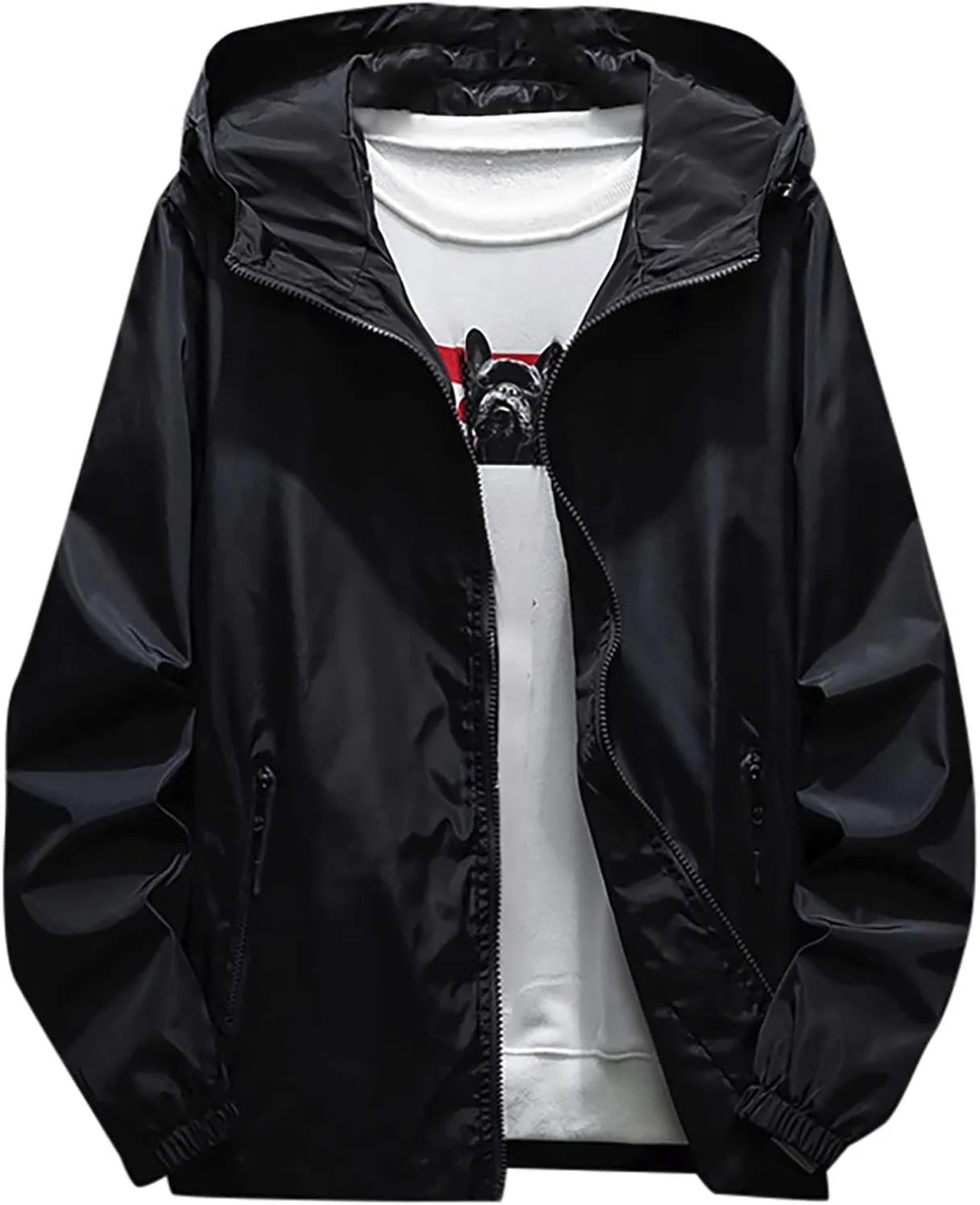 RTRDE Mens Waterproof Jacket Casual Lightweight Full Zip Windproof Anorak Hoodie Rain Jackets Windbreaker, M-7XL
