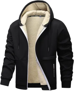 RTRDE Mens Work Jacket Zip Up Sweatshirts Heavyweight Winter Fleece Sherpa Lined Warm Hoodie Jackets Coats Jacket, S-3XL