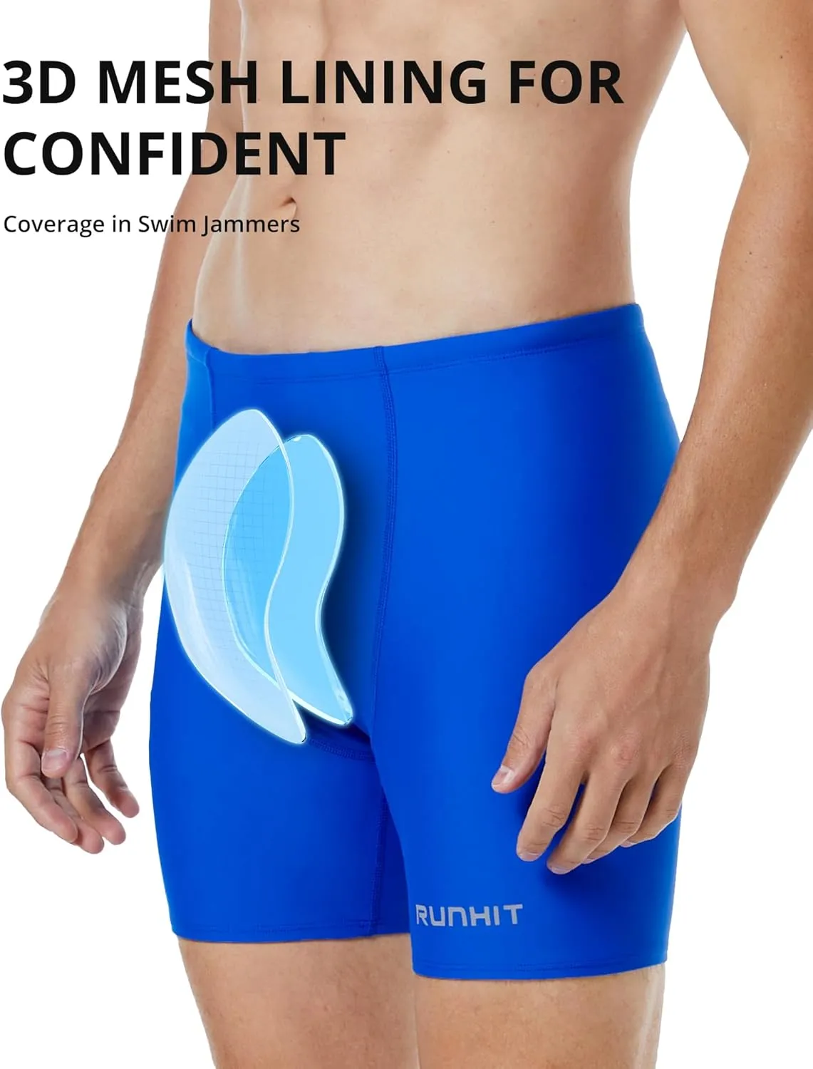 Runihit Men's Square Leg Swim Jammers Quick Dry Athletic Brief Swimsuit UFP 50  Compression Swimming Shorts