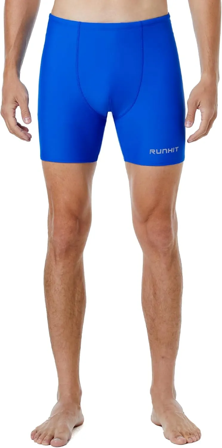 Runihit Men's Square Leg Swim Jammers Quick Dry Athletic Brief Swimsuit UFP 50  Compression Swimming Shorts