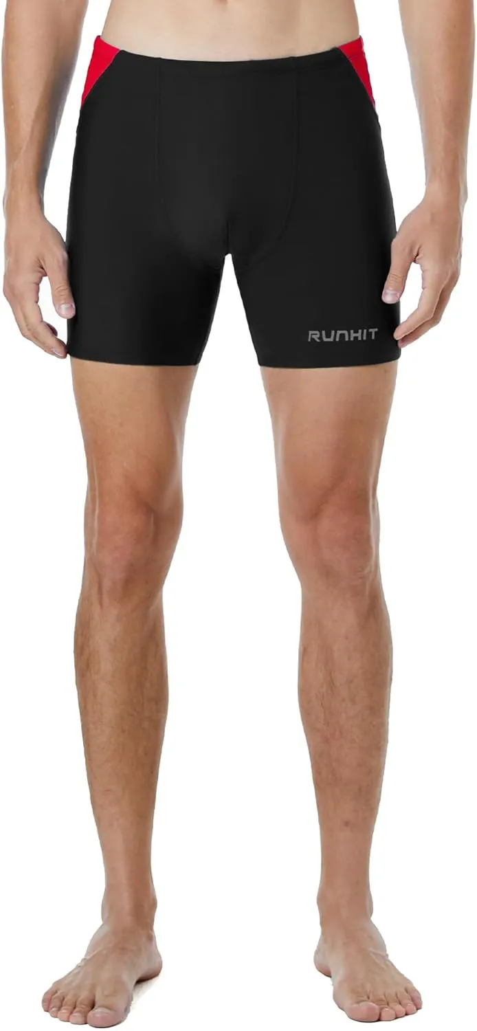 Runihit Men's Square Leg Swim Jammers Quick Dry Athletic Brief Swimsuit UFP 50  Compression Swimming Shorts