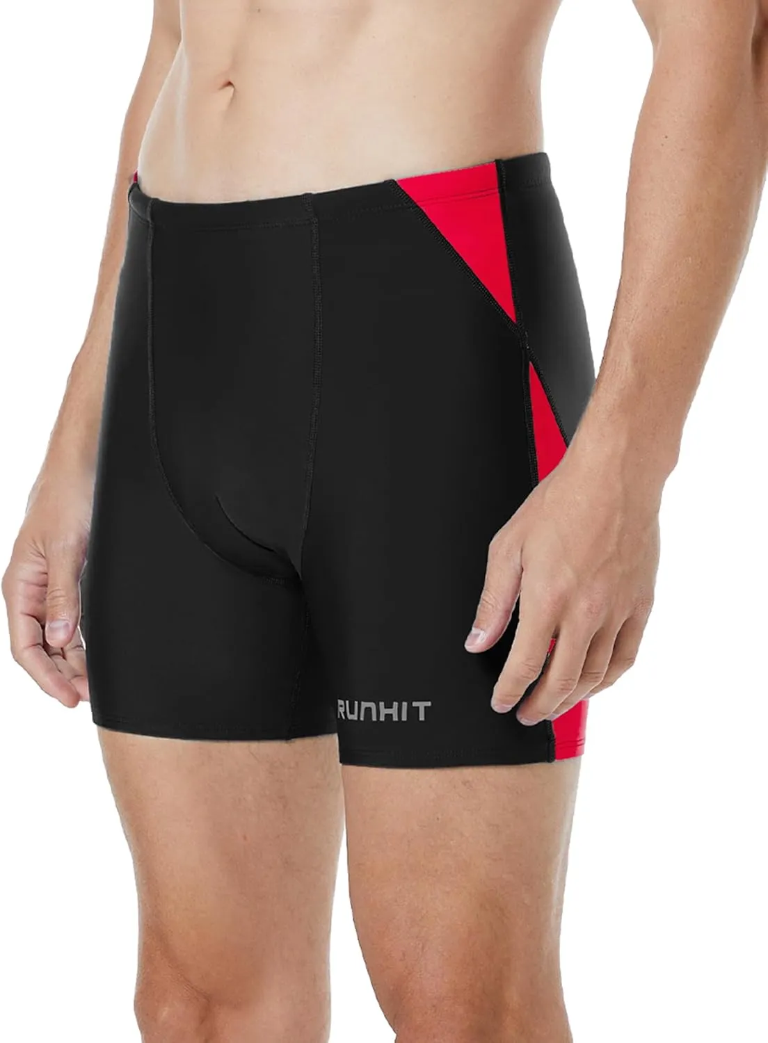 Runihit Men's Square Leg Swim Jammers Quick Dry Athletic Brief Swimsuit UFP 50  Compression Swimming Shorts