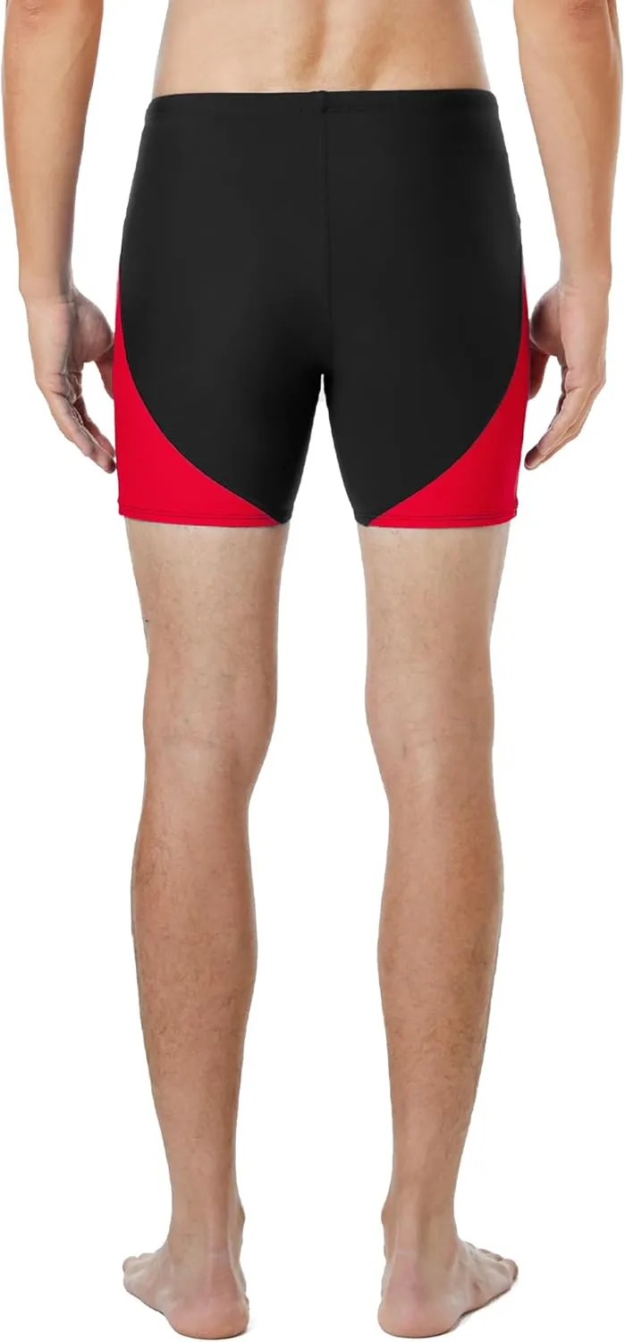 Runihit Men's Square Leg Swim Jammers Quick Dry Athletic Brief Swimsuit UFP 50  Compression Swimming Shorts