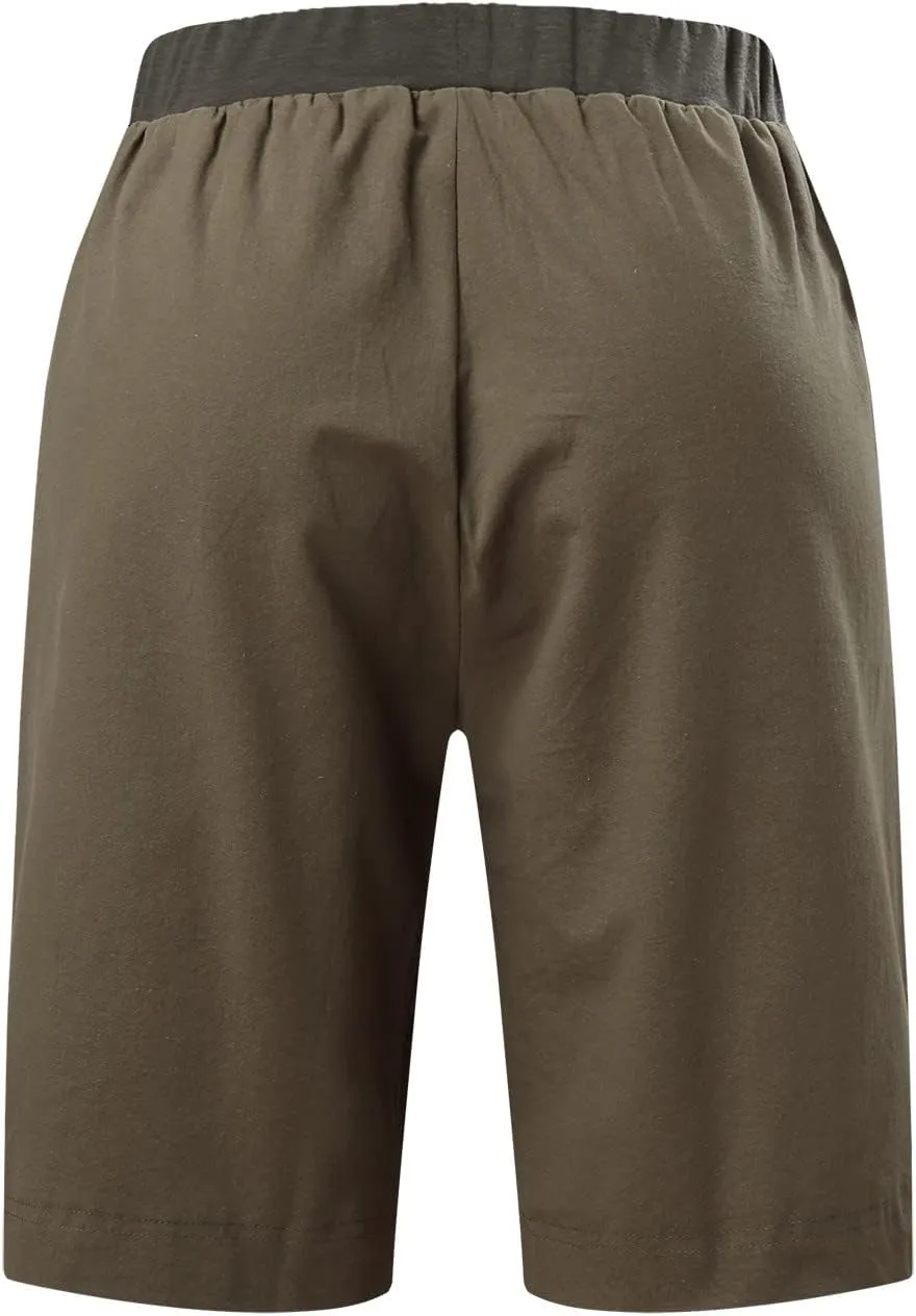 Running Shorts High Waisted Shorts Daisy Fashion Print Pocket Wide Leg Button Loose Pants Running Shorts Khaki Daisy