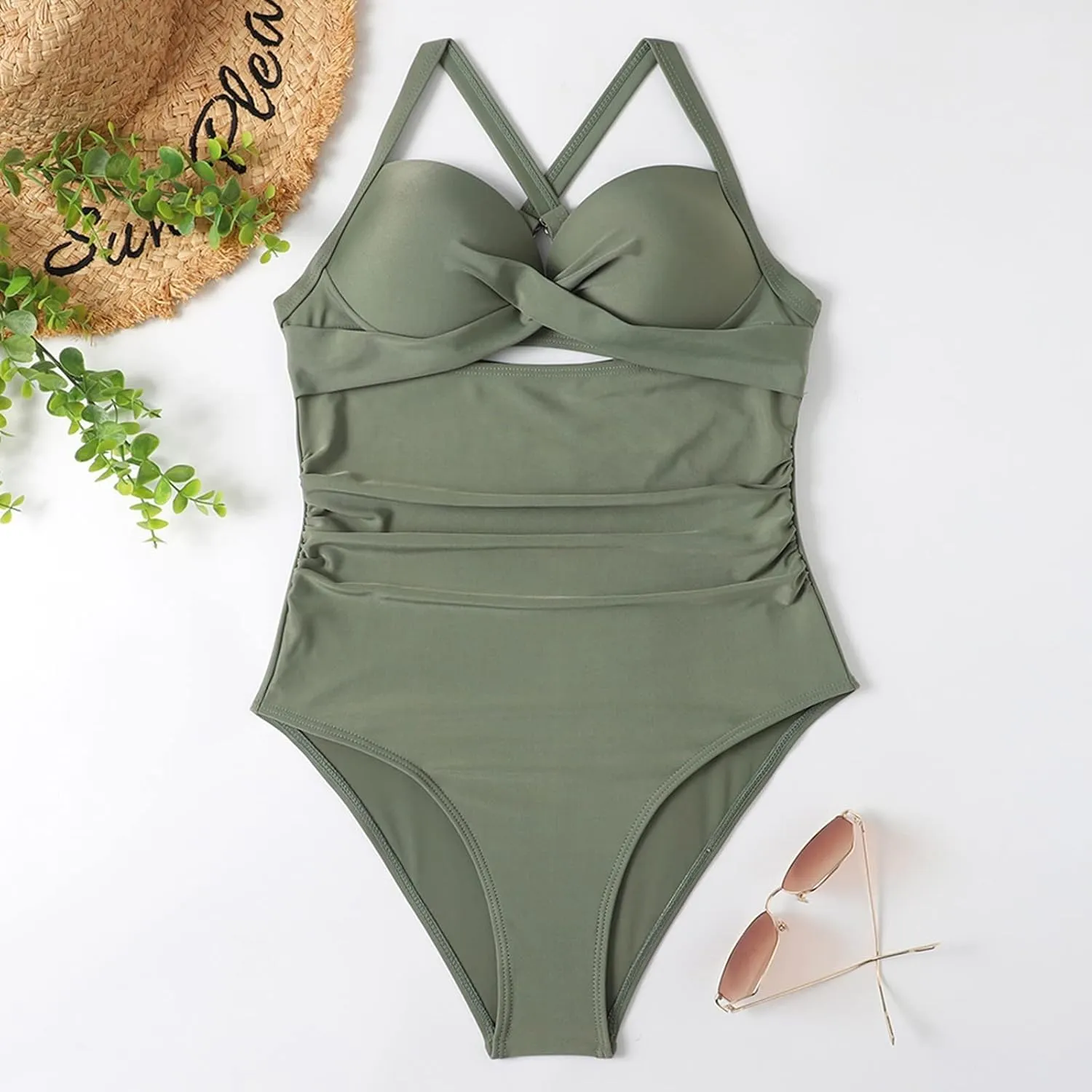 Rvidbe Athletic 1 Piece Swimsuits for Women Training Sport Tummy Control Bathing Suits Sexy Bikinis For Women