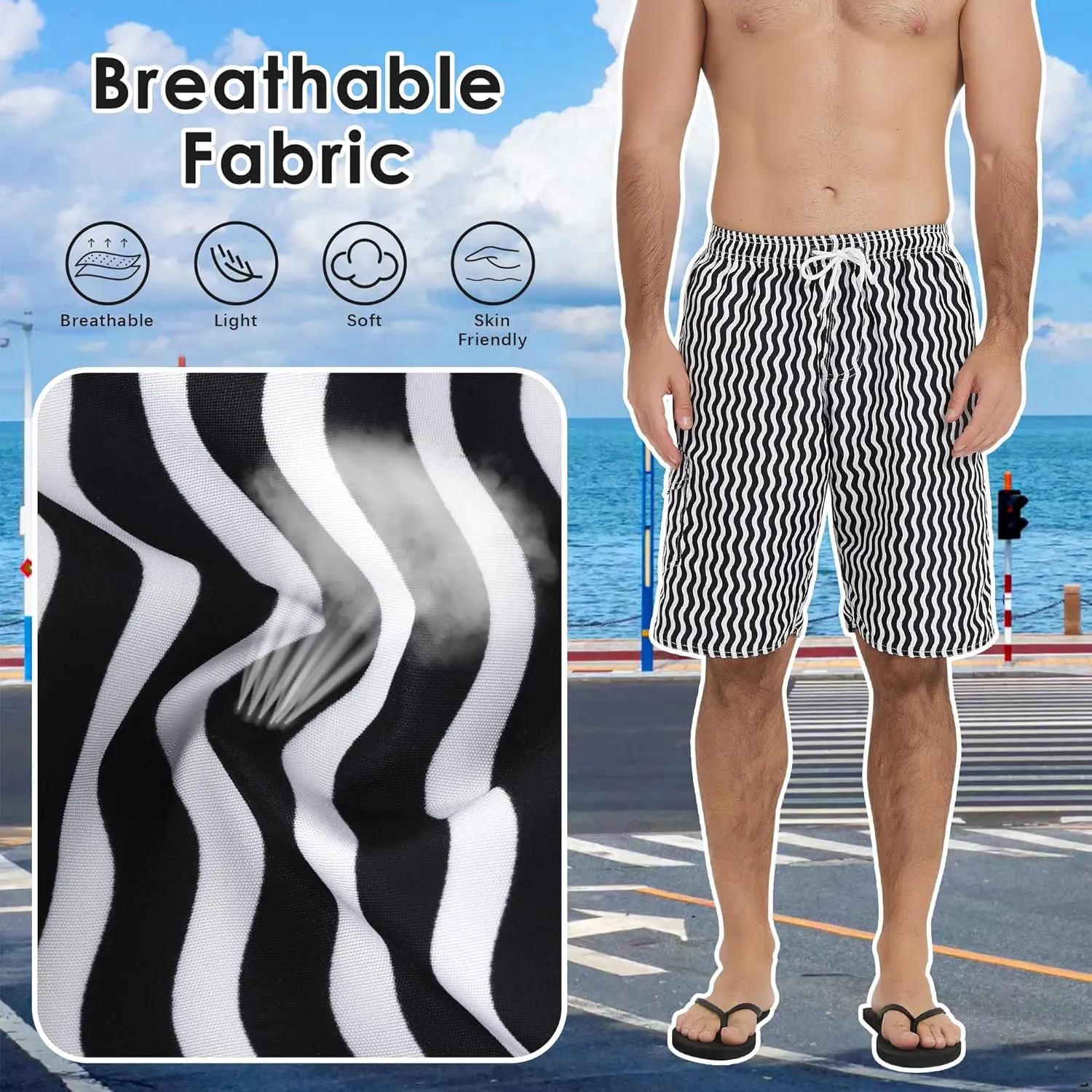 Scotamalone Mens Swim Trunks Swimming Shorts Swimwear Bathing Suits Quick Dry 11 Inch with Mesh Lining