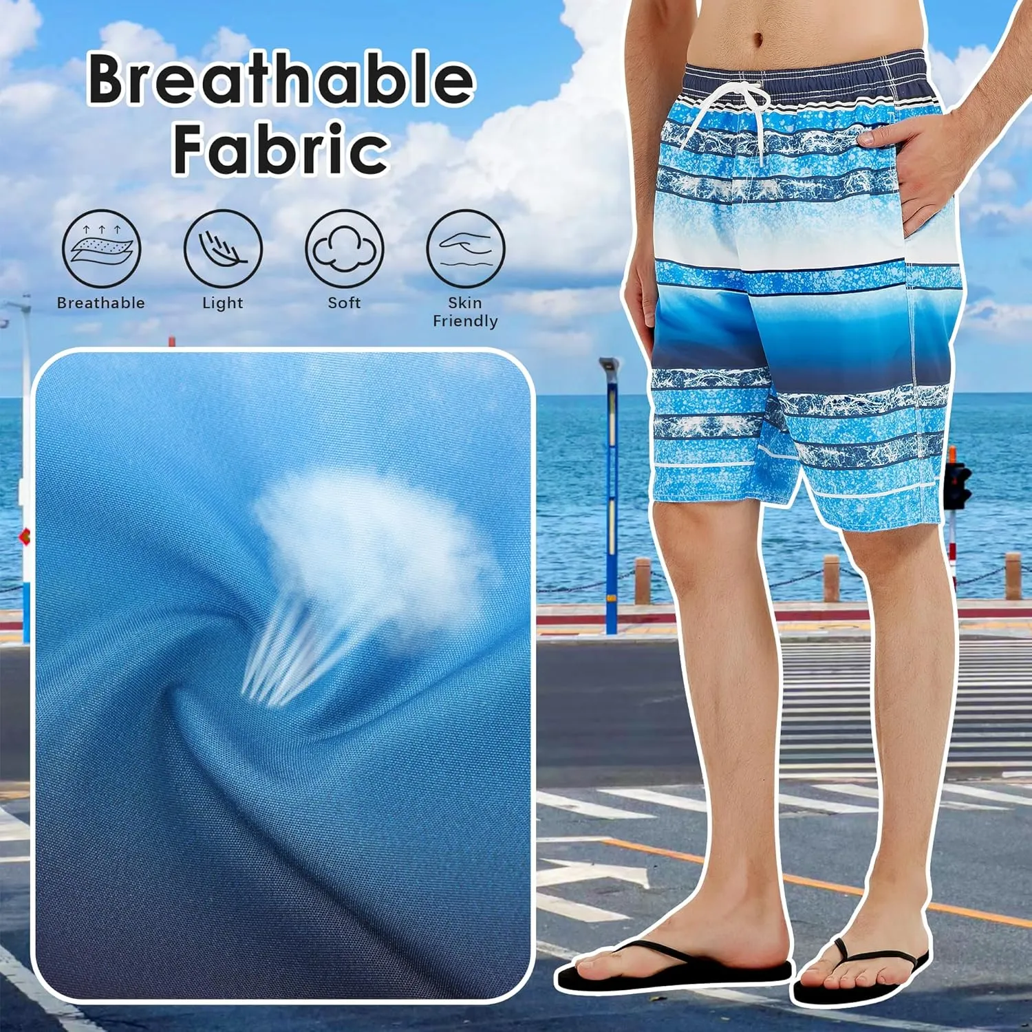Scotamalone Mens Swim Trunks Swimming Shorts Swimwear Bathing Suits Quick Dry 11 Inch with Mesh Lining
