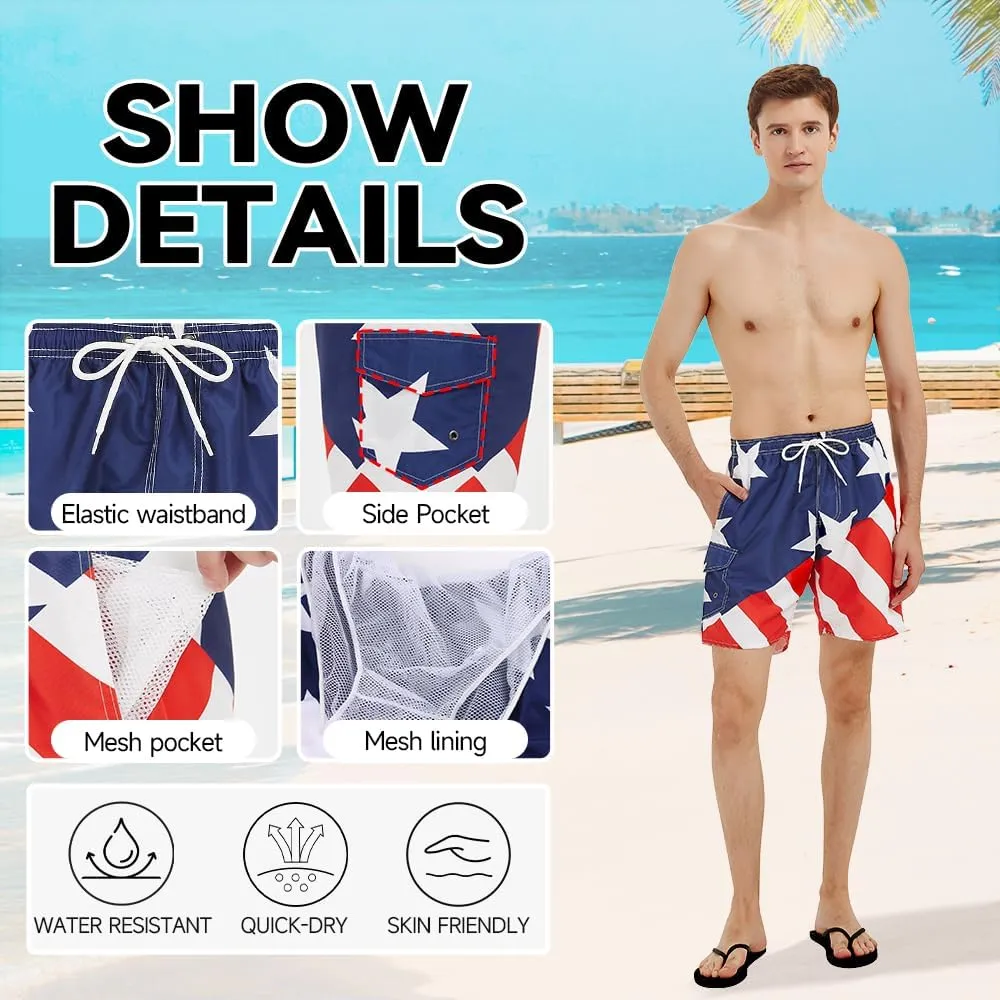 Scotamalone Mens Swim Trunks Swimming Shorts Swimwear Bathing Suits Quick Dry 7 Inch with Mesh Lining
