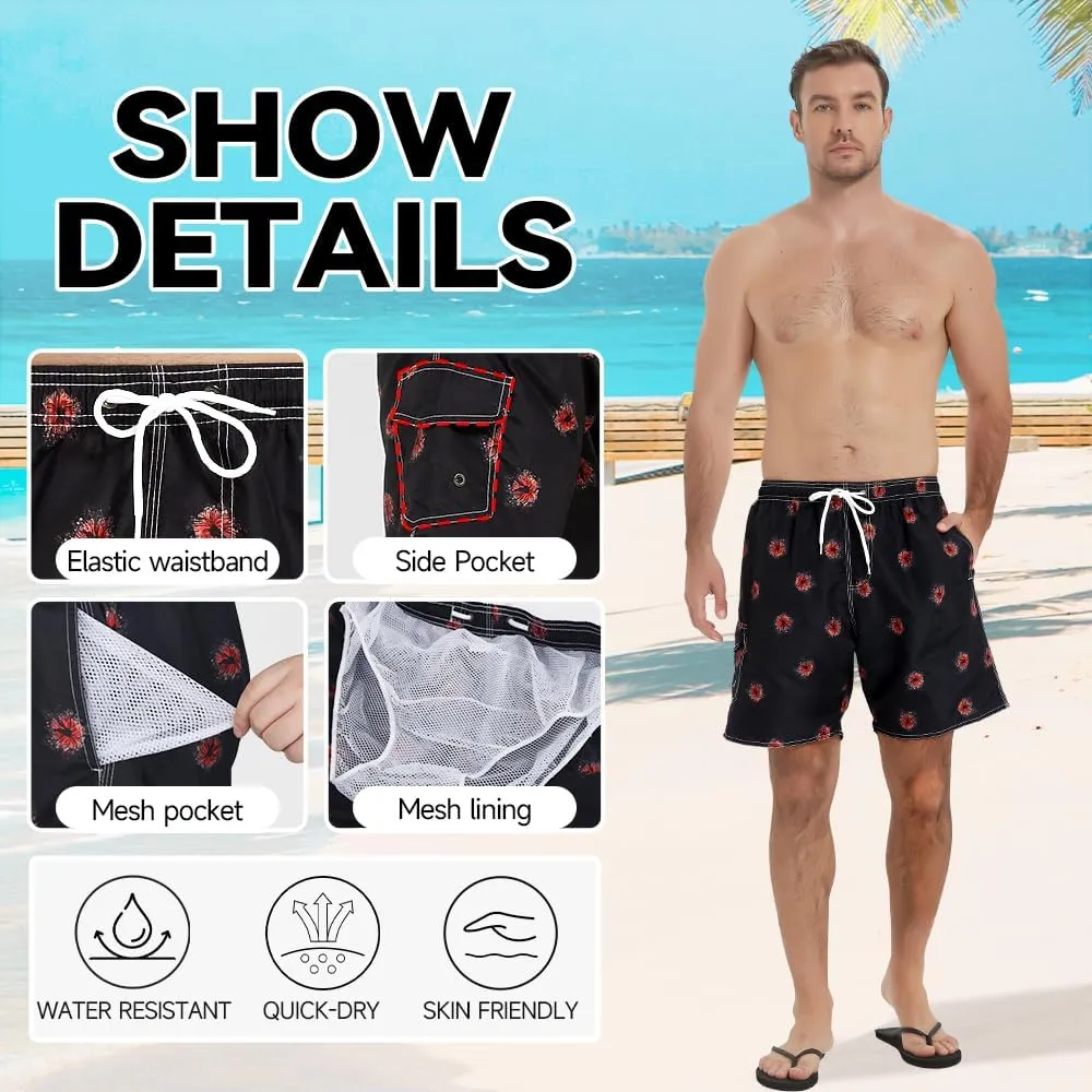 Scotamalone Mens Swim Trunks Swimming Shorts Swimwear Bathing Suits Quick Dry 7 Inch with Mesh Lining