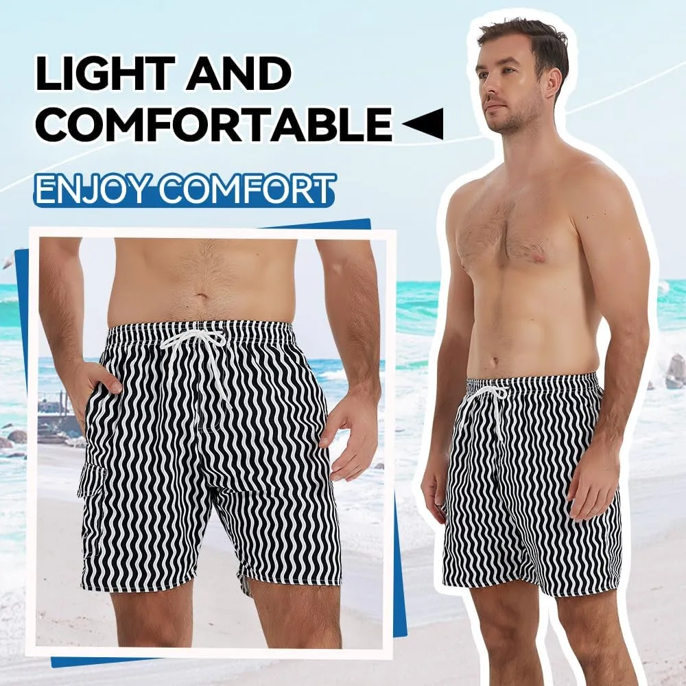 Scotamalone Mens Swim Trunks Swimming Shorts Swimwear Bathing Suits Quick Dry 7 Inch with Mesh Lining