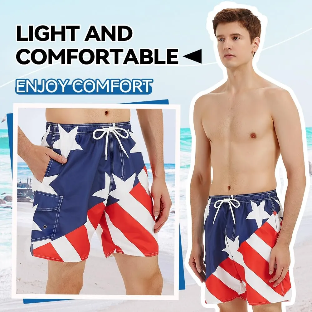 Scotamalone Mens Swim Trunks Swimming Shorts Swimwear Bathing Suits Quick Dry 7 Inch with Mesh Lining