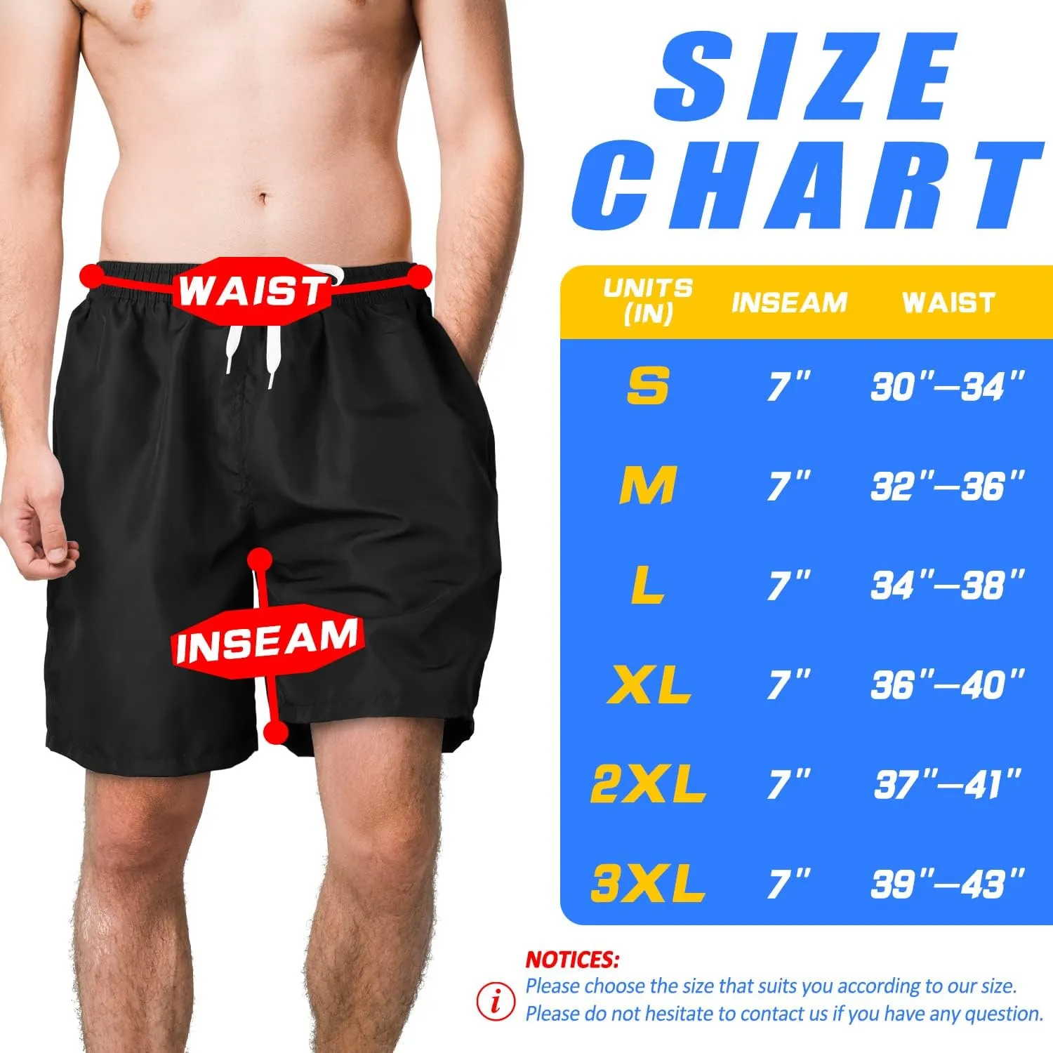Scotamalone Mens Swim Trunks Swimming Shorts Swimwear Bathing Suits Quick Dry 7 Inch with Mesh Lining