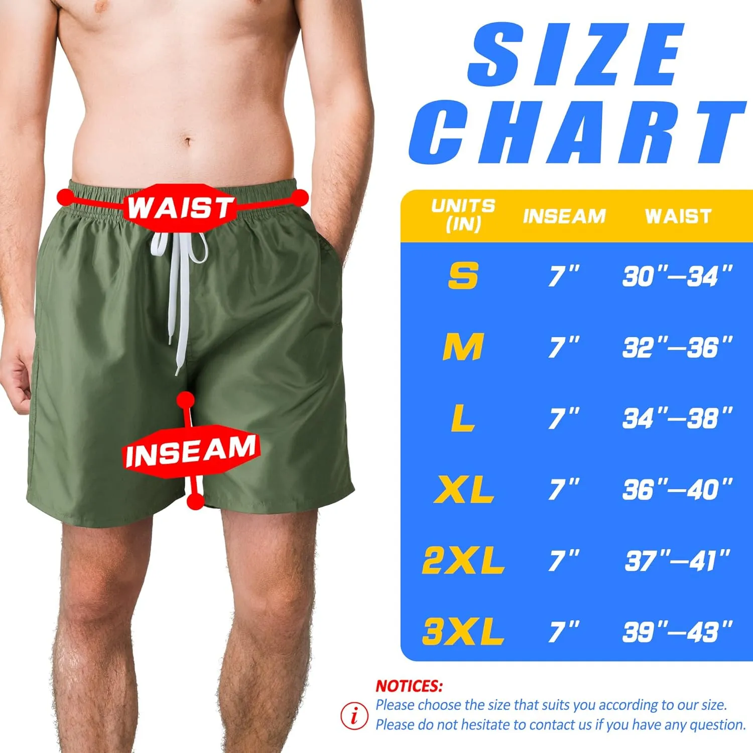 Scotamalone Mens Swim Trunks Swimming Shorts Swimwear Bathing Suits Quick Dry 7 Inch with Mesh Lining
