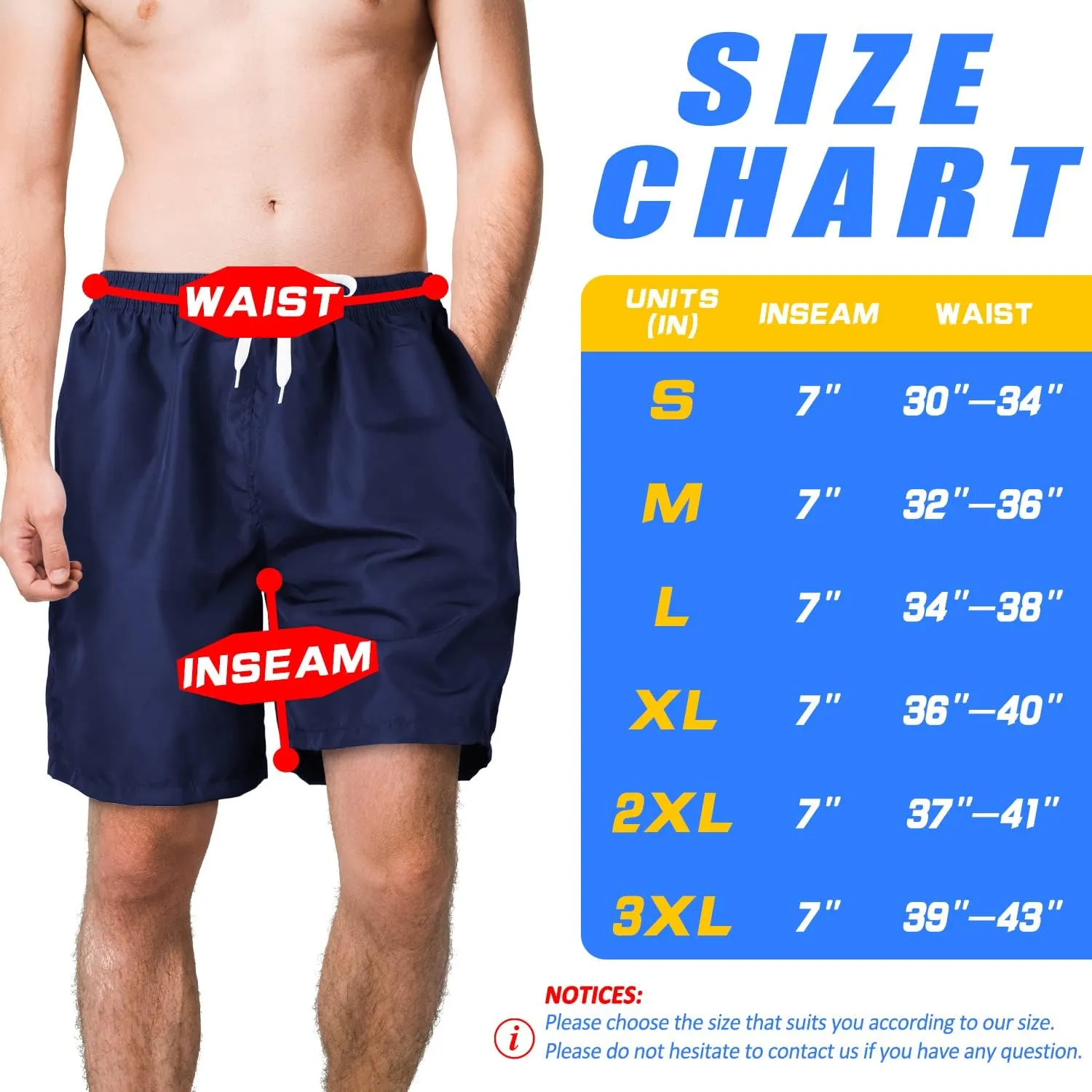 Scotamalone Mens Swim Trunks Swimming Shorts Swimwear Bathing Suits Quick Dry 7 Inch with Mesh Lining