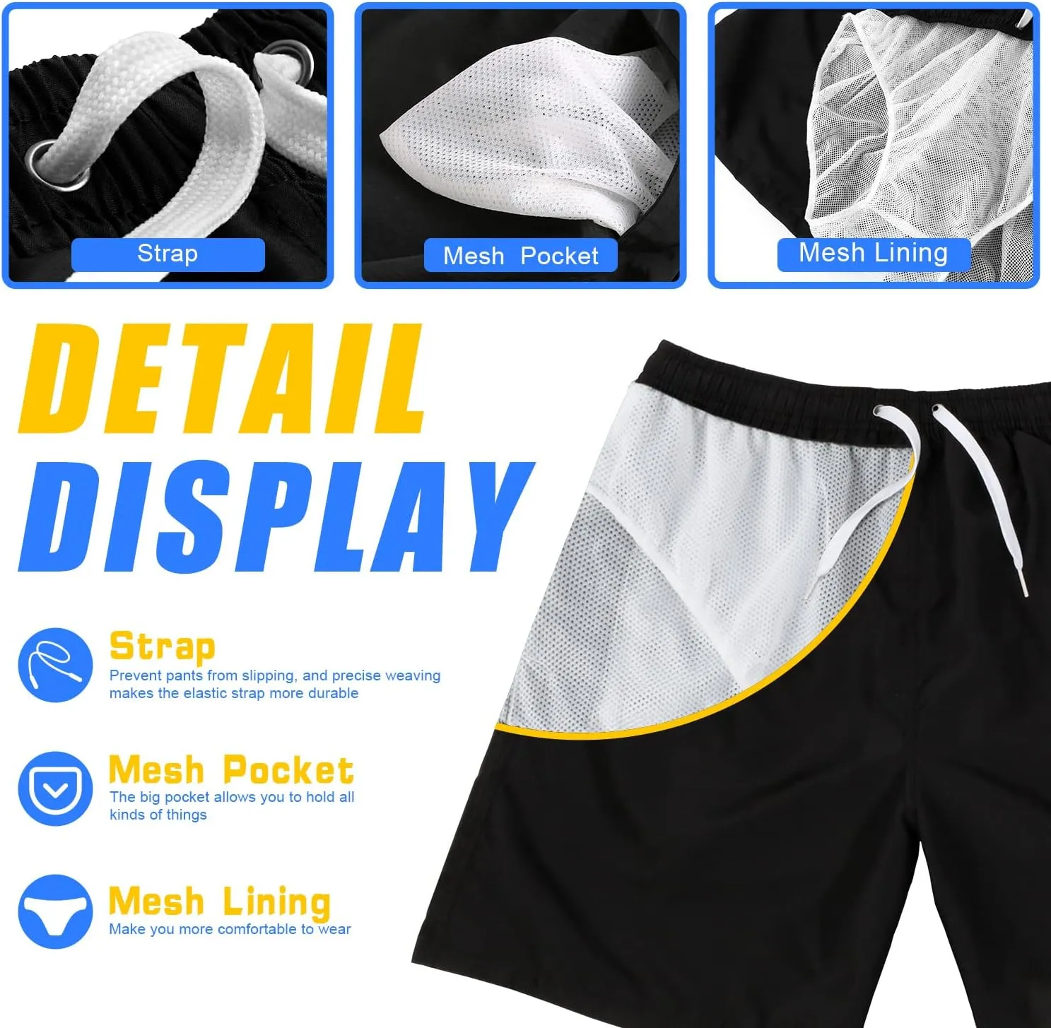 Scotamalone Mens Swim Trunks Swimming Shorts Swimwear Bathing Suits Quick Dry 7 Inch with Mesh Lining