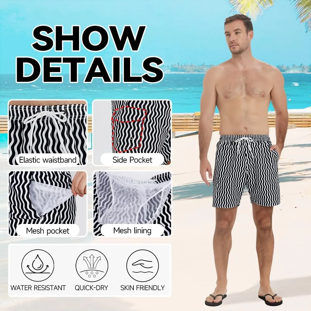 Scotamalone Mens Swim Trunks Swimming Shorts Swimwear Bathing Suits Quick Dry 7 Inch with Mesh Lining