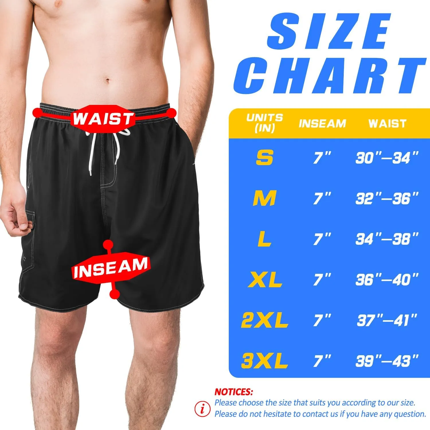 Scotamalone Mens Swim Trunks Swimming Shorts Swimwear Bathing Suits Quick Dry 7 Inch with Mesh Lining