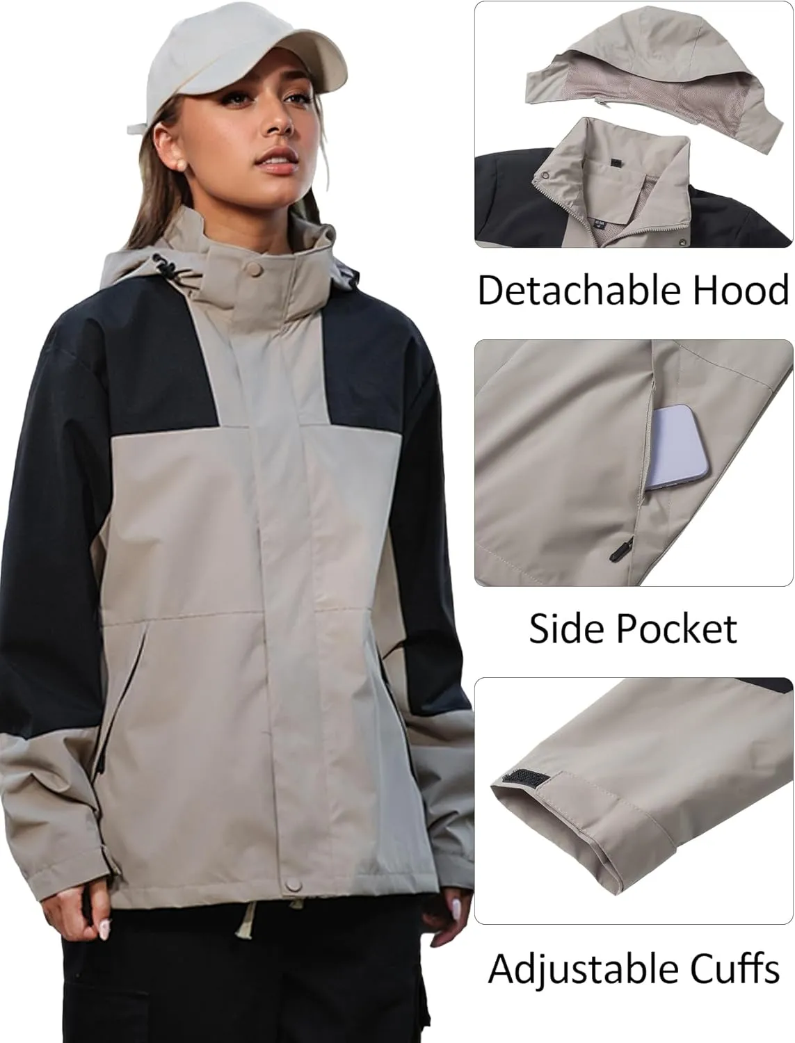 SEAUR Men Women Lightweight Waterproof Windproof Jacket Hooded Zipper Windbreaker Hiking Running Jackets