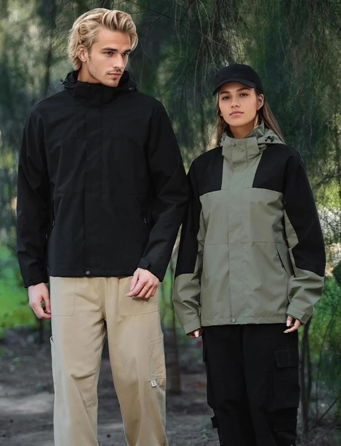 SEAUR Men Women Lightweight Waterproof Windproof Jacket Hooded Zipper Windbreaker Hiking Running Jackets