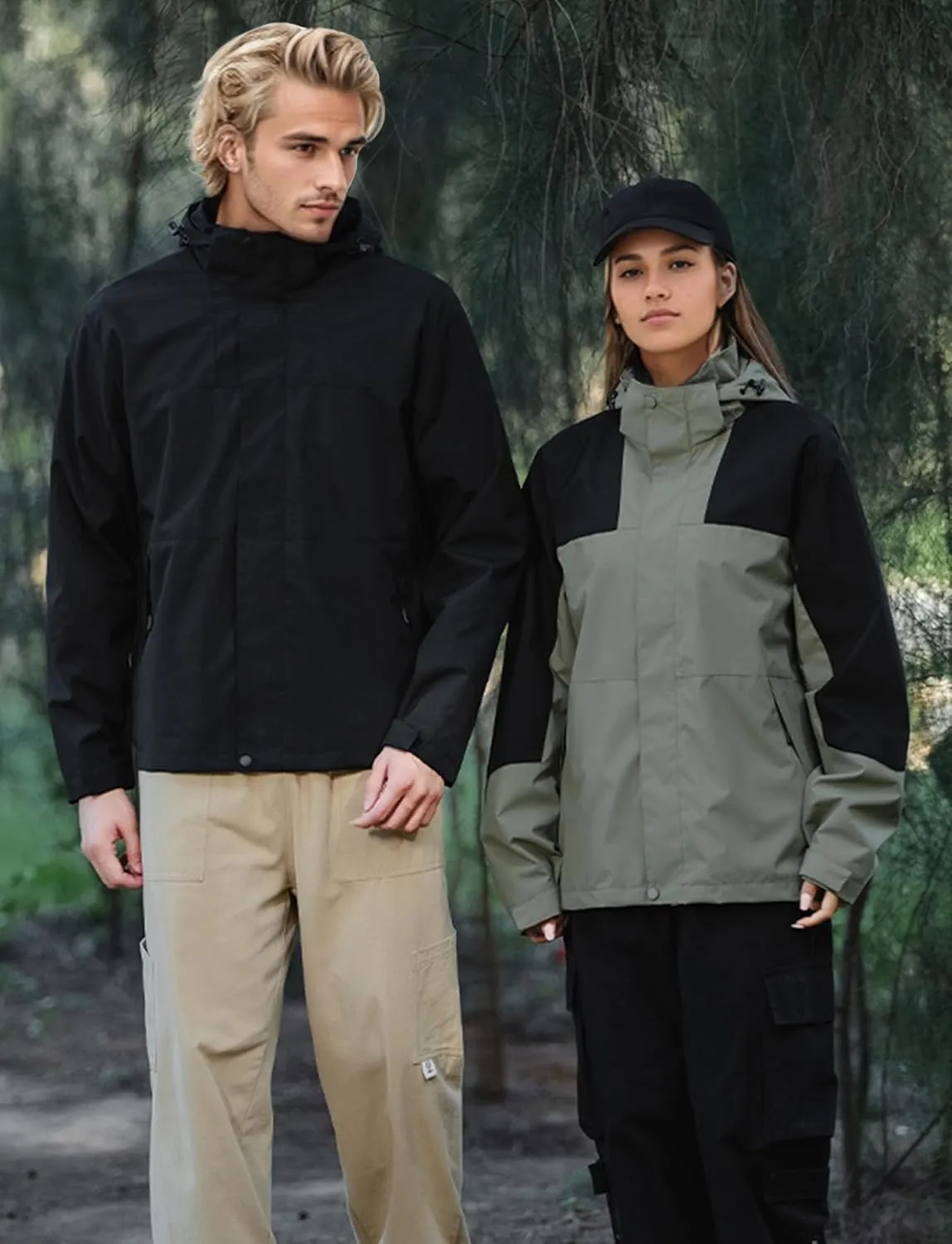 SEAUR Men Women Lightweight Waterproof Windproof Jacket Hooded Zipper Windbreaker Hiking Running Jackets