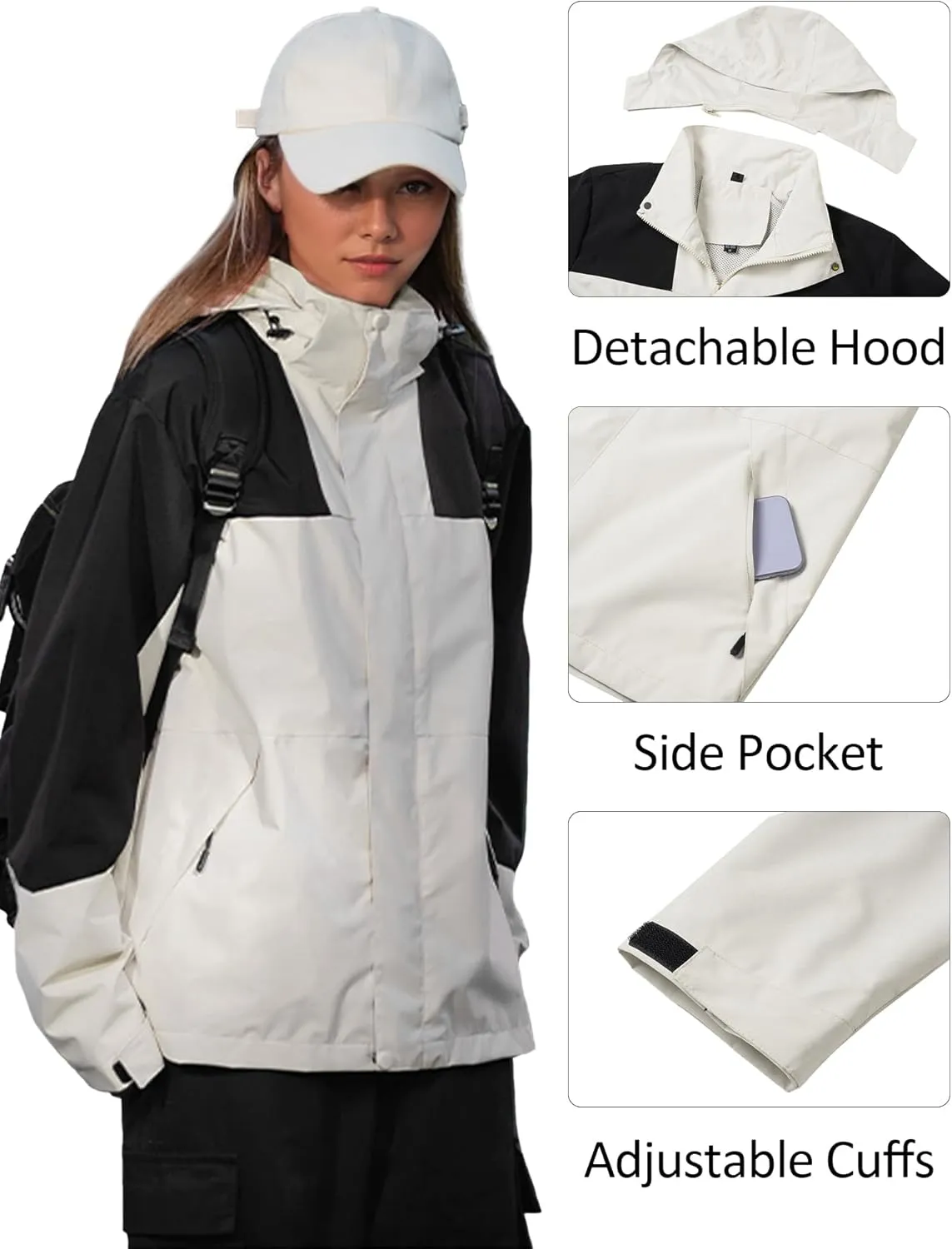 SEAUR Men Women Lightweight Waterproof Windproof Jacket Hooded Zipper Windbreaker Hiking Running Jackets
