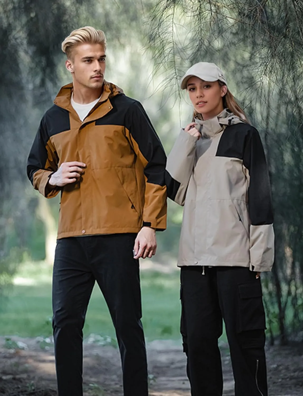 SEAUR Men Women Lightweight Waterproof Windproof Jacket Hooded Zipper Windbreaker Hiking Running Jackets