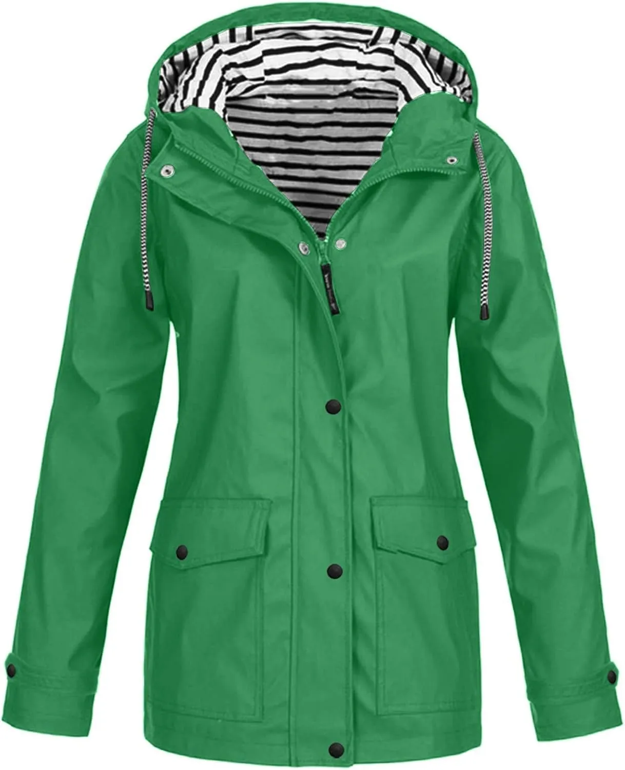SGASY Women's Rain Jacket Plus Size Long Raincoat Lightweight Hooded Windbreaker Waterproof Jackets with Pockets
