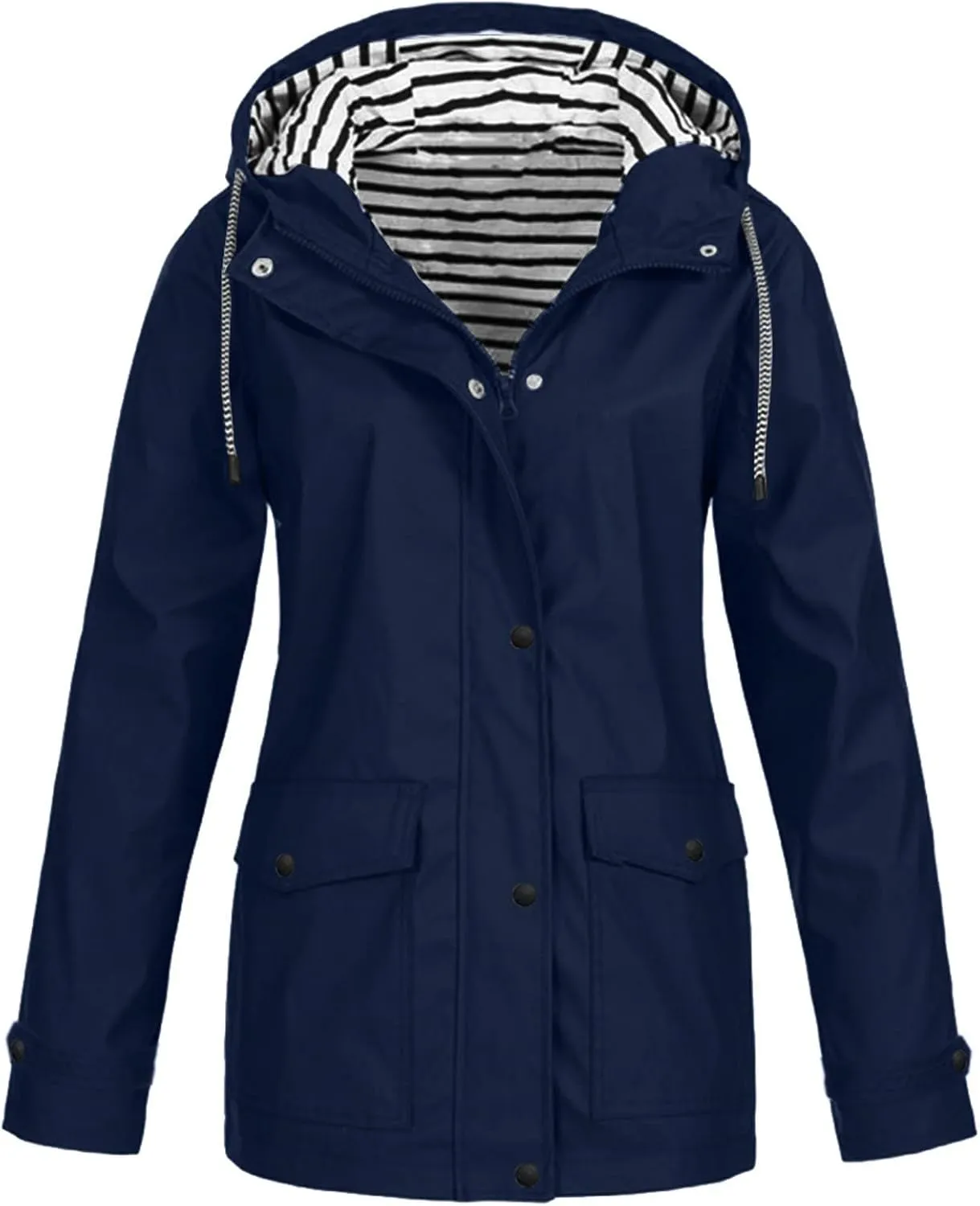SGASY Women's Rain Jacket Plus Size Long Raincoat Lightweight Hooded Windbreaker Waterproof Jackets with Pockets