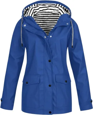 SGASY Women's Rain Jacket Plus Size Long Raincoat Lightweight Hooded Windbreaker Waterproof Jackets with Pockets