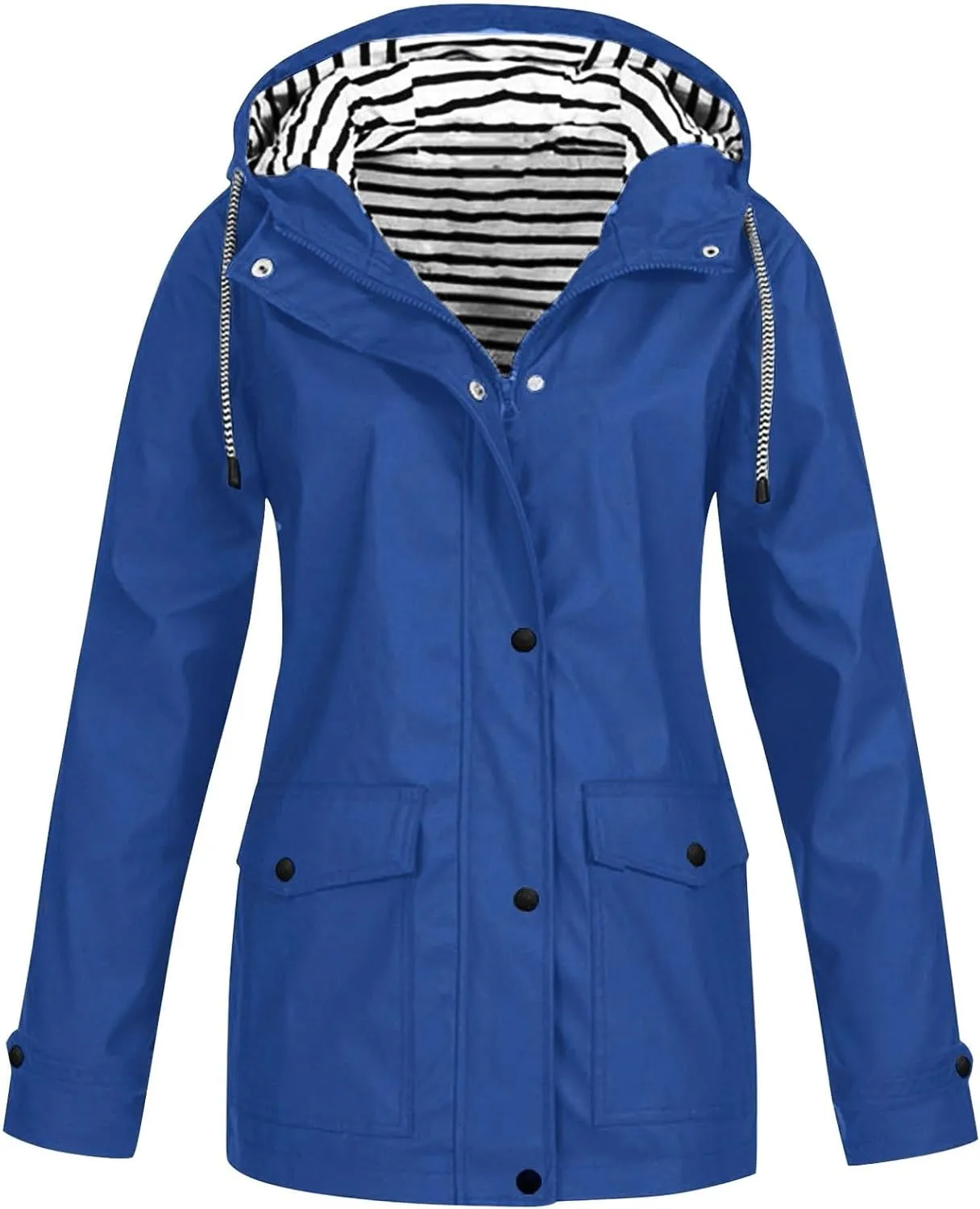 SGASY Women's Rain Jacket Plus Size Long Raincoat Lightweight Hooded Windbreaker Waterproof Jackets with Pockets