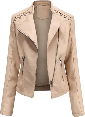 SHAOBGE Womens Long Sleeve Fleece Jacket Women Ladies Lapel Motor Jacket Coat Zip Biker Short Womens Fleece Jacket with
