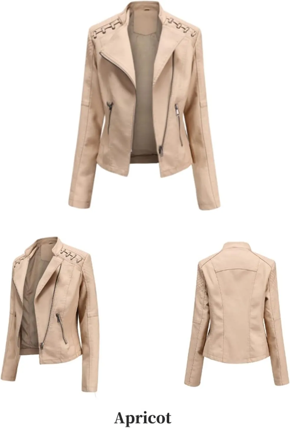 SHAOBGE Womens Long Sleeve Fleece Jacket Women Ladies Lapel Motor Jacket Coat Zip Biker Short Womens Fleece Jacket with