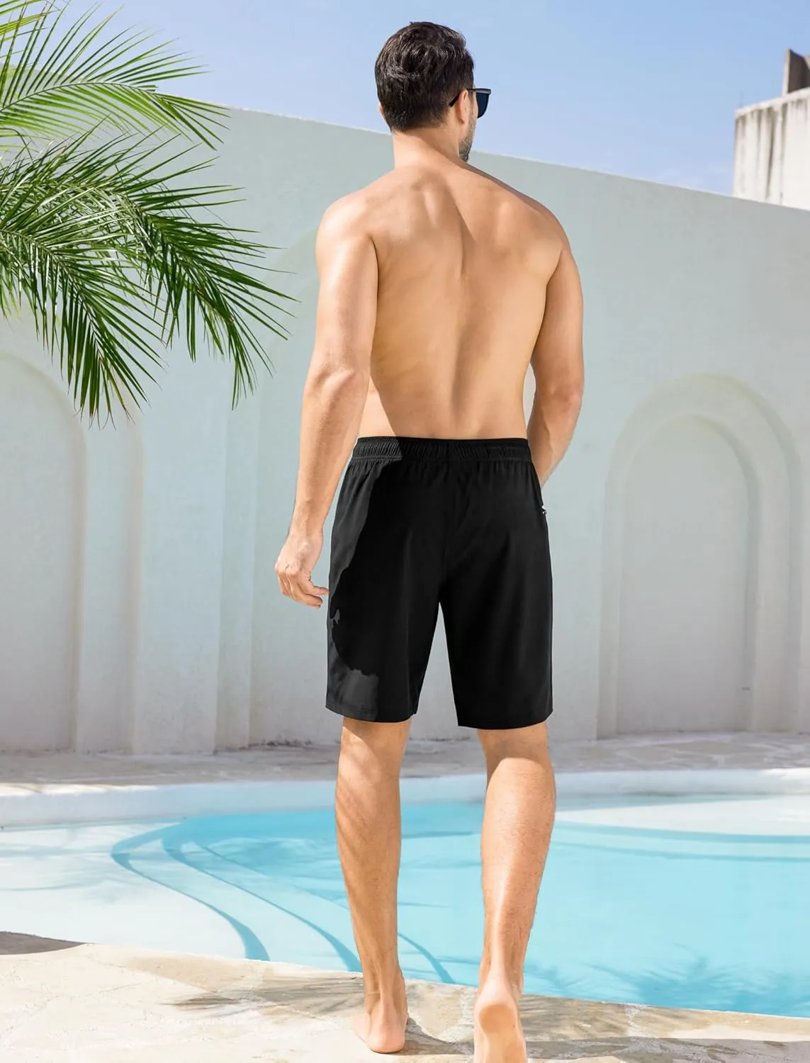 SILKWORLD Men's Swim Trunks with Compression Liner 9" Swimming Trunk 2 in 1 Beach Quick Dry Shorts with Zipper Pocket