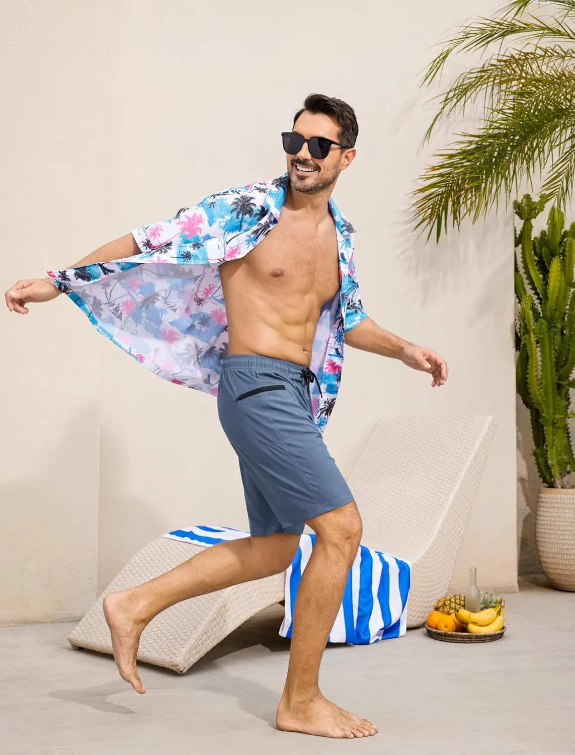 SILKWORLD Men's Swim Trunks with Compression Liner 9" Swimming Trunk 2 in 1 Beach Quick Dry Shorts with Zipper Pocket