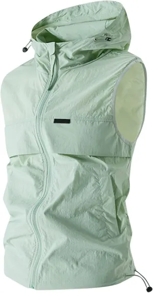 Sleeveless Hoodies for Men Zip Up Hooded Bodybuilding Tank Tops Lightweight Quick Dry Muscle Workout Hoodie with Pockets