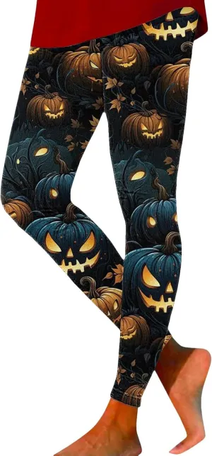 Slim Fitness Running Halloween Legging Women's Autumn Winter Halloween Blood Printed Warm Holiday Bottoms Casual