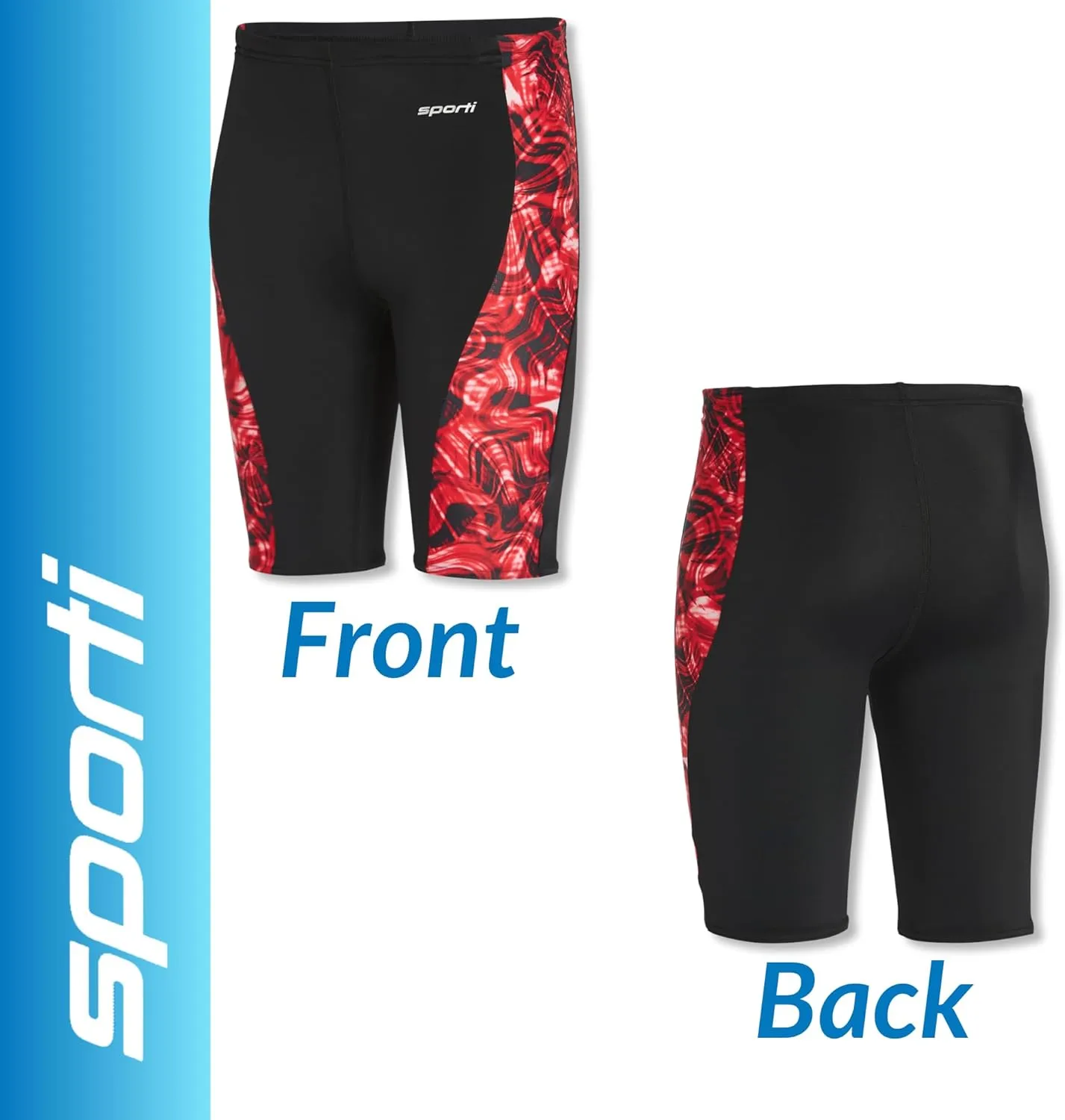 Sporti Boys' Swim Jammers - Youth Competitive Swim Racing Team Swimming Shorts Swimsuit Trunks Chlorine Resistant Quick Dry