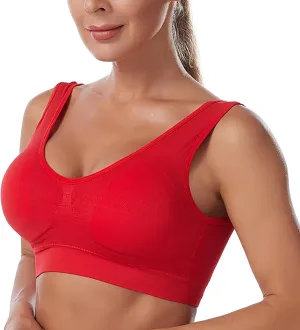 Sports Bras for Women High Support Women's Seamless MID Solid Color Sports Bra with Removable Bra Pad Medium Cup