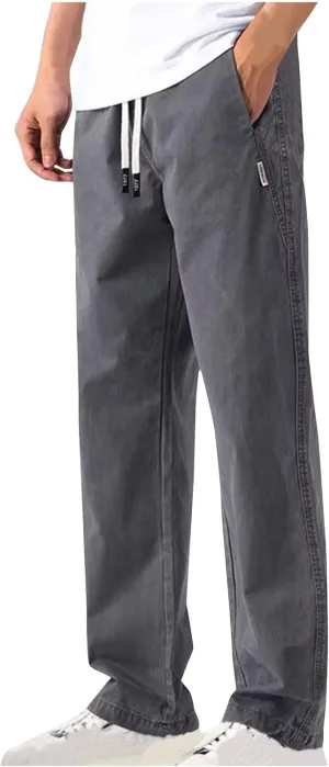 Stretch Cargo Pants,Men's Casual Regular Fit Smart Pants Elastic Waist Tracksuit Bottoms Drawstring Sweatpants Wide Leg